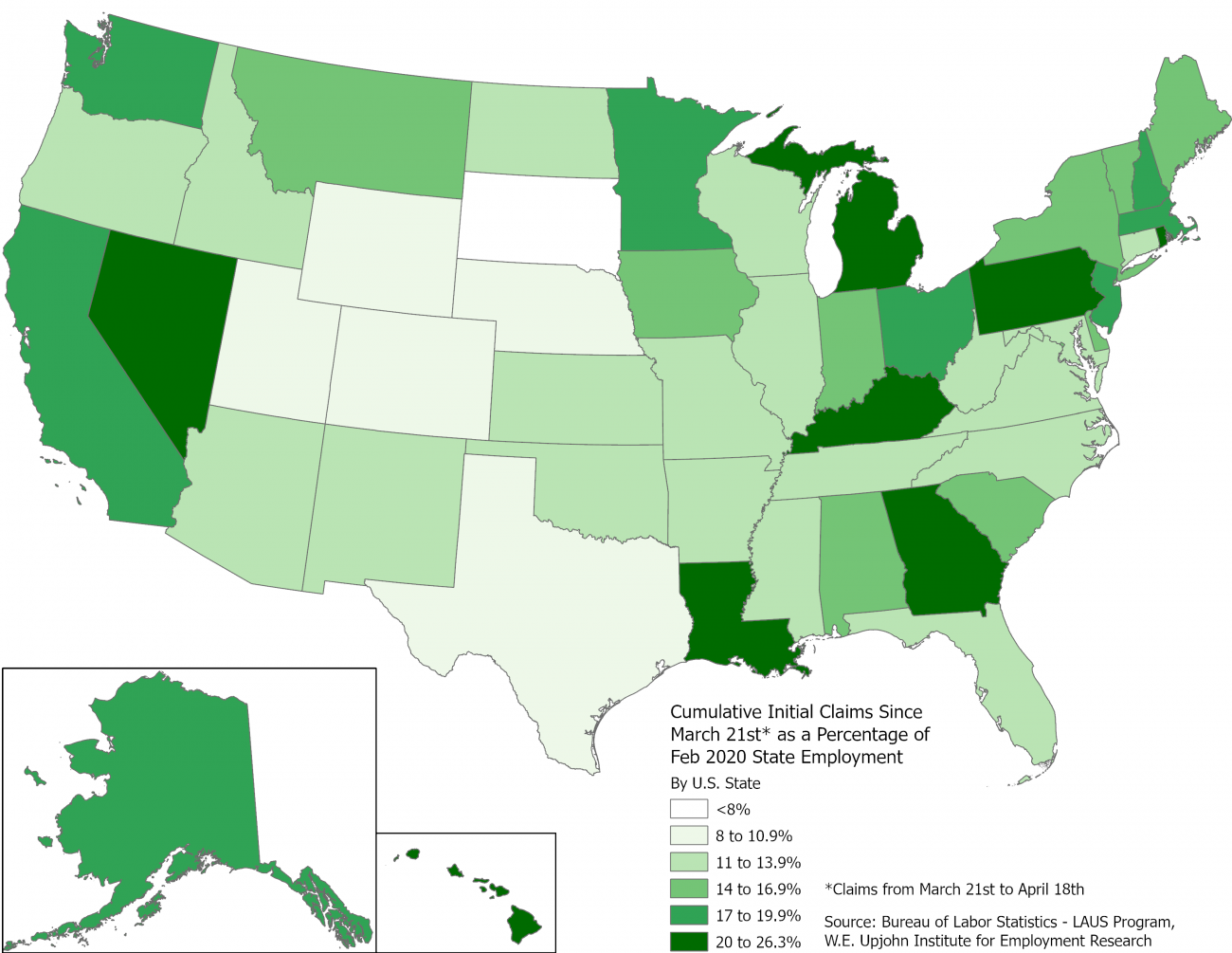 US claims by state map